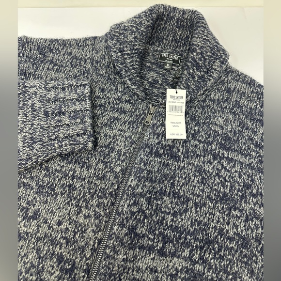 Todd Snyder Mens Sz XL Twilight Blue Space Dye Full Zip Shawl Sweater Wool Blend - Picture 1 of 7